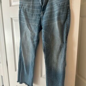 Zara Blue Ankle Cropped Jeans with Raw Hem